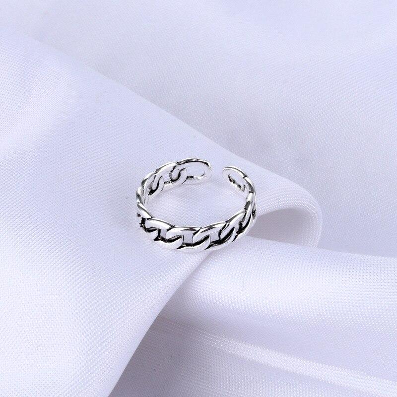 S925 Irregular Boho Fashion Sterling Silver Geometric Adjustable Small Cross Vintage Charm Antique Ladies Ring