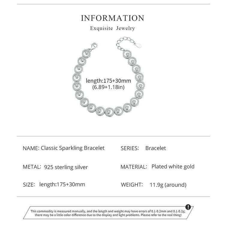 WOSTU 925 Sterling Silver Classic Sparkling Bracelet Original Fine Jewelry for Women Wedding Luxurious Gift Russian Style