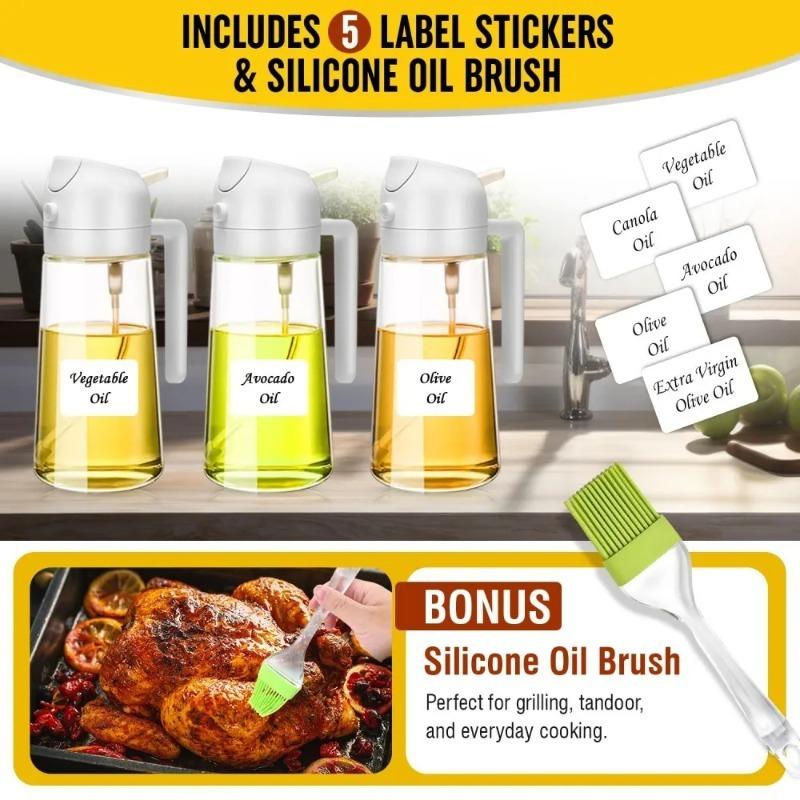 2-in-1 Oil Dispenser Bottle Sprayer Oil Kitchen Olive Oil Sprayer for Cooking Mister for Air Fryer, BBQ, Salad Frying with Brush