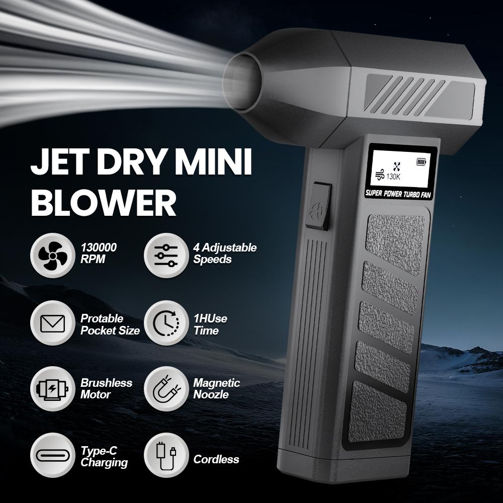 Car  Violent Fan Turbo Jet Fan Electric Air Duster 4 Gears Adjustable Blowing Snow New Cleaning Blower Tools 130000 RPM Portable