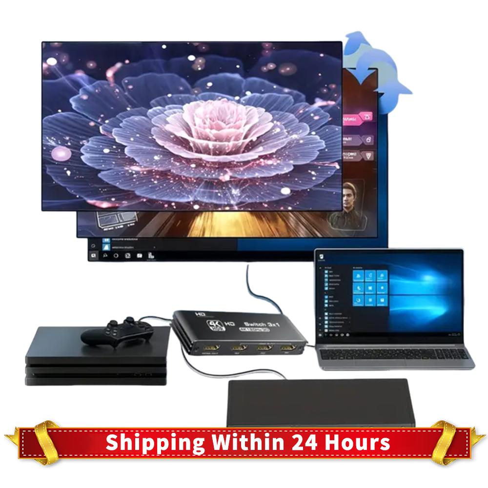 HDMI-Compatible Switcher Plug and Play Switcher Selector Box Three Switching Modes Automatic Switch for HD-DVD PS3/4/5 Xbox 360