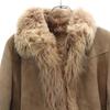 OLD 90s Leather Jacket 9 Beige Boa Fur Lining Women Used