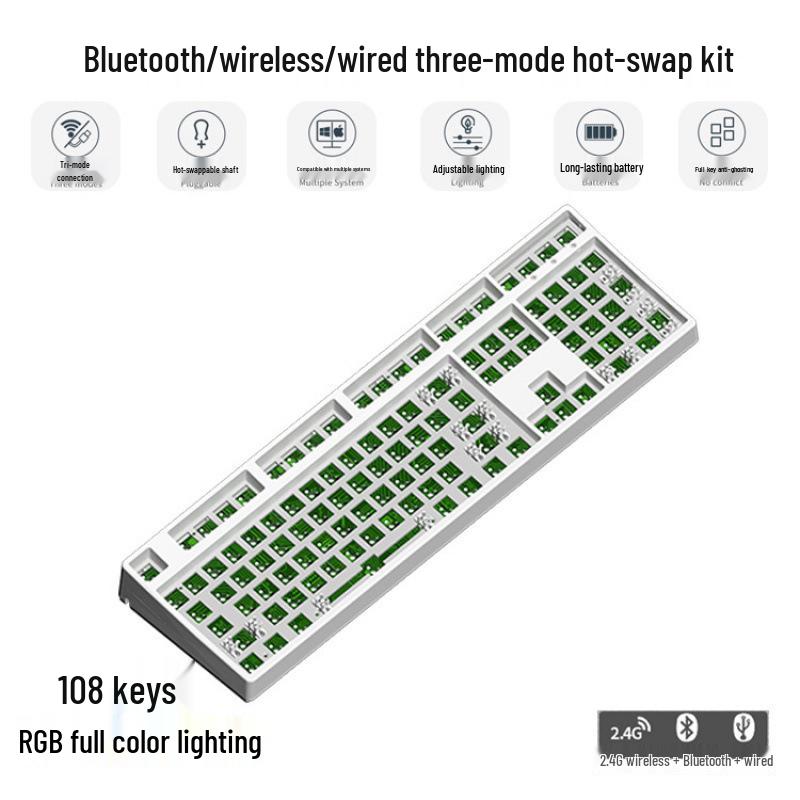 Multi-Size Wireless Bluetooth Mechanical Keyboard Kit with RGB, Customizable and Three-Mode Connectivity