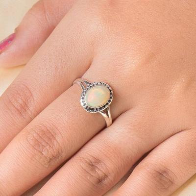 Ethiopian Opal Gemstone Ring, Solid 925 Sterling Silver Ring, Handmade Jewelry, Ring For Women, Birthday Jewelry