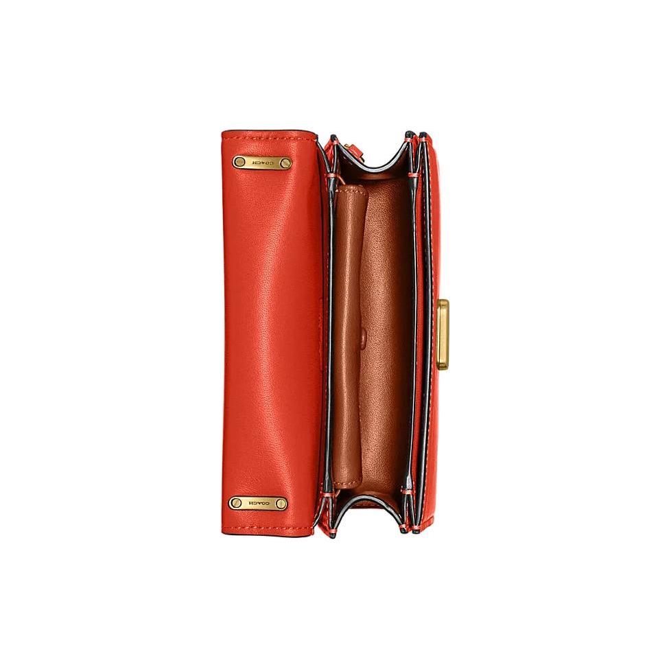 Coach Bandit 18 Solid Color Letter Logo Push Button Closure Leather Envelope Shoulder Bag Women Shoulder Bag Orange CD724-B4B4D