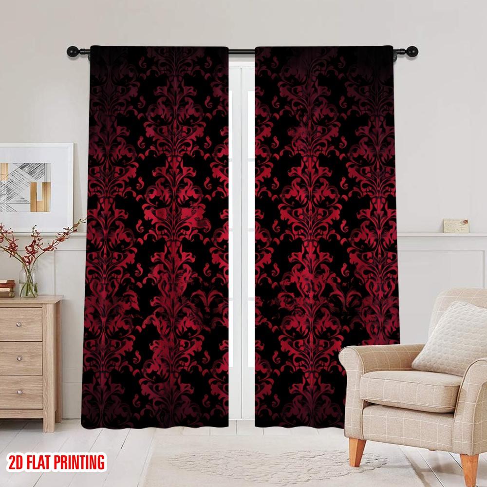 Flat Printing Drapes Swirls Floral Leaves Versatile Polyester Without Electricity Holiday Decorations Indoor Curtain Made Of