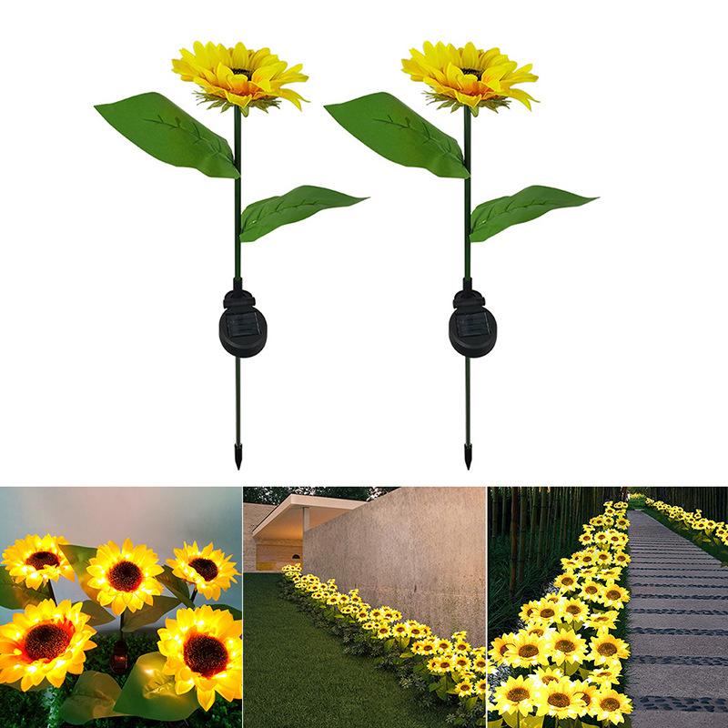 2pack/box Garden Light Sunflower Garden Decorative Outdoor Light Waterproof Ground Solar Light for Home