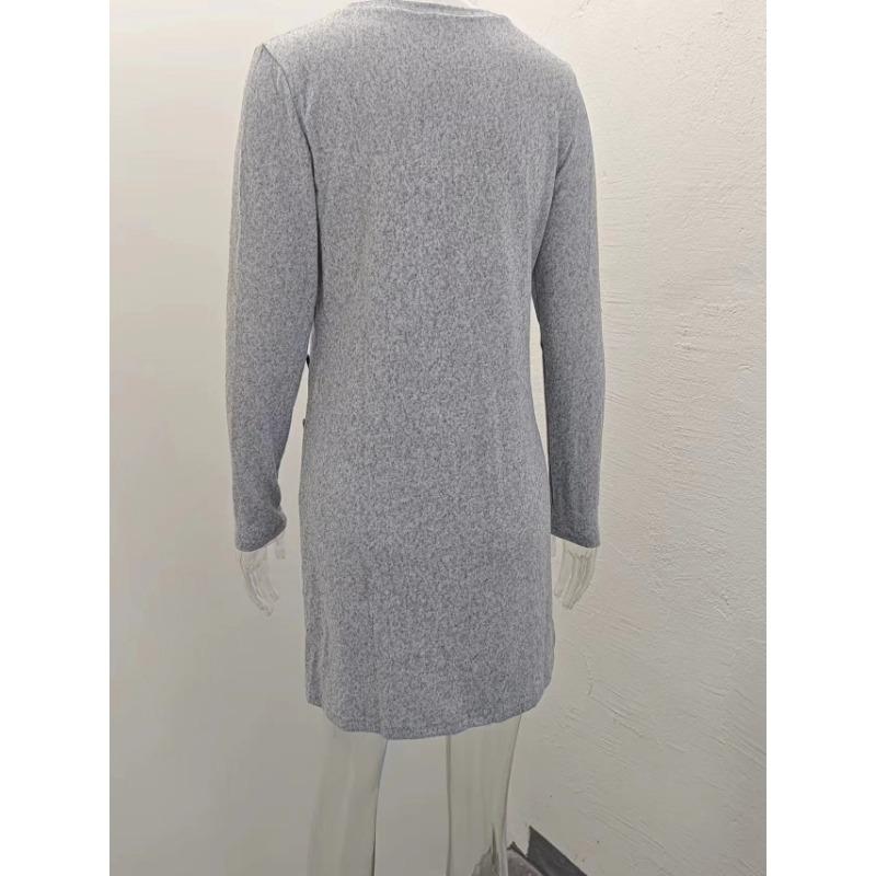 Rochie tricotată cu mâneci lungi, cu mâneci lungi și lungi, de toamnă, de dimensiuni mari