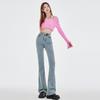 Casual high-waisted micro-flared jeans for women's 2025 new spring and autumn elastic slim-fitting horseshoe pants