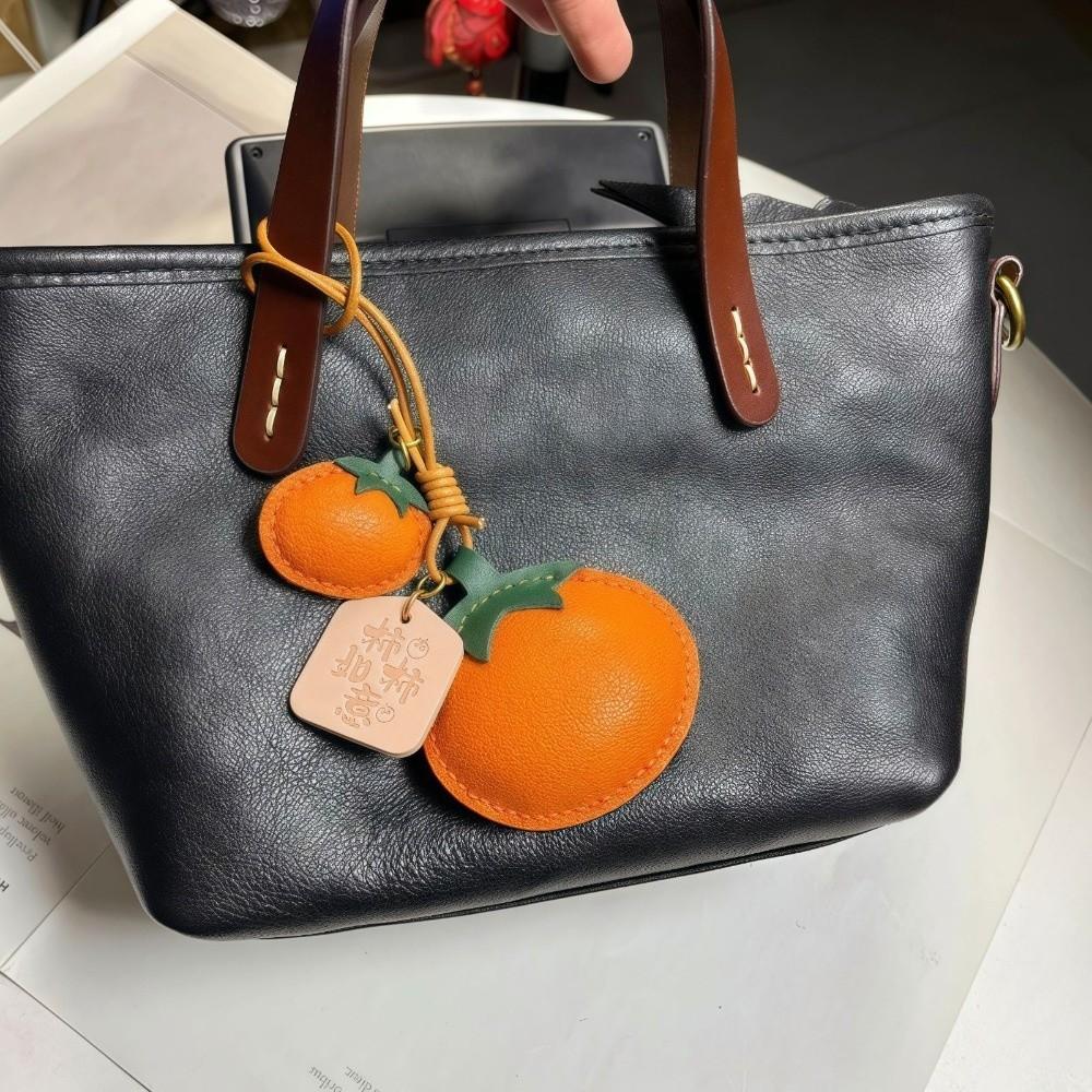 Cute Persimmon Keychain Funny Design Creative Key Ring Creative Leather Bag Pendant  Woman