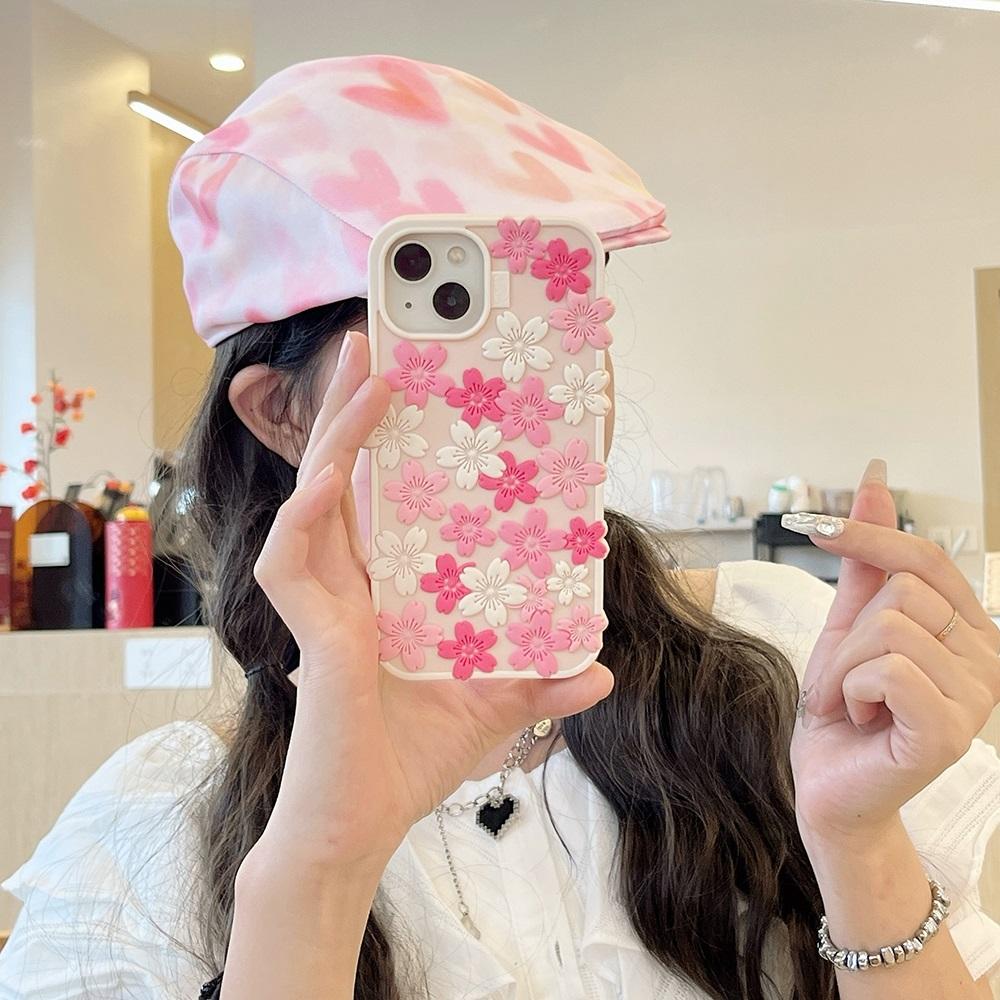 Japan Ins Kawaii 3D Flower Sakura Soft Silicone Phone Case for iPhone 12 13 14 15 16 Pro Max Shockproof Back Cover Phone Cases