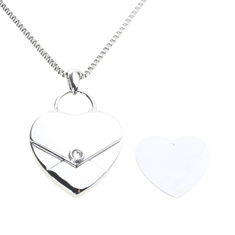 

Ожерелье-конверт с любовным письмом и сердцем из нержавеющей стали, секретные подарки с гравировкой сообщения, ювелирная подвеска для пар и семьи