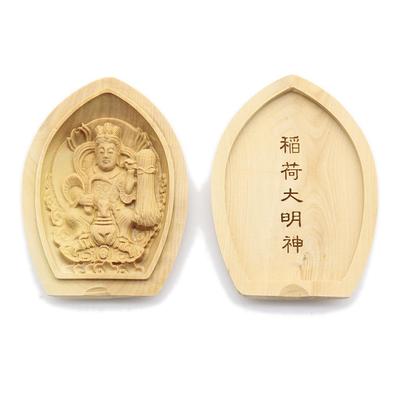 Special Buddhist Statue Inari Daimyojin Incense Holder Buddha Guardian Boxwood Wood 17607 Kurita's [Guardian Deity] Lotus-Shaped Buddha/Pocket Deity,