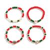 4Pcs Christmas Handmade Strand Beads Chain Bracelets for Women Santa Claus Gift Box Tree Bangles Xmas Holiday Party Jewelry New
