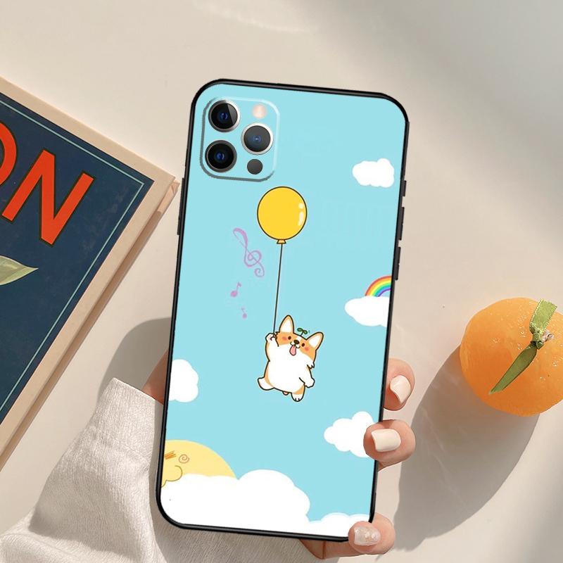 Cartoon Corgi Funda Case For iPhone 16 Pro Max 14 11 12 13 15 Pro Max Mini XR 16e 15 16 Plus Phone Cover