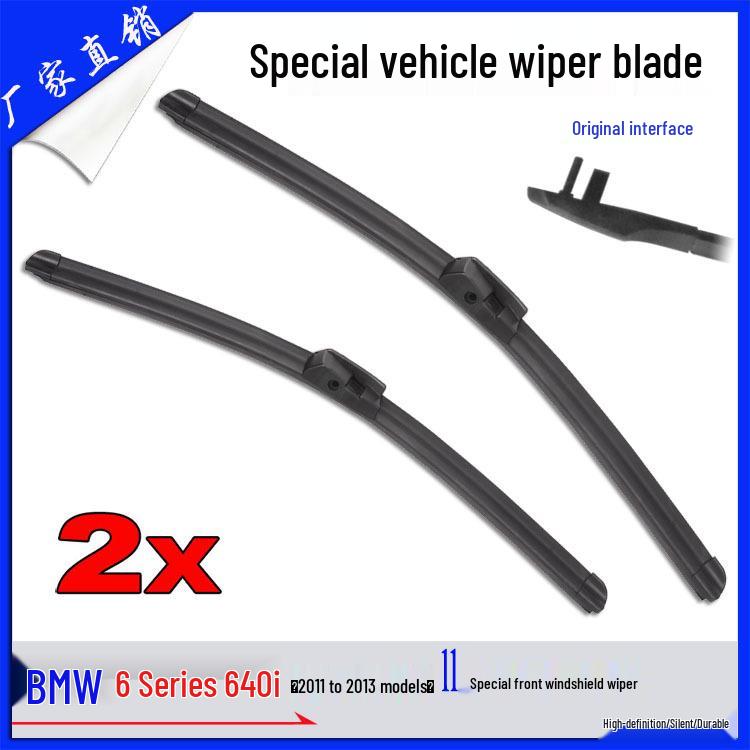 BMW 6 Series 640i Front Windshield Wiper, Side Pin Interface, Boneless Design for Models 11-17.