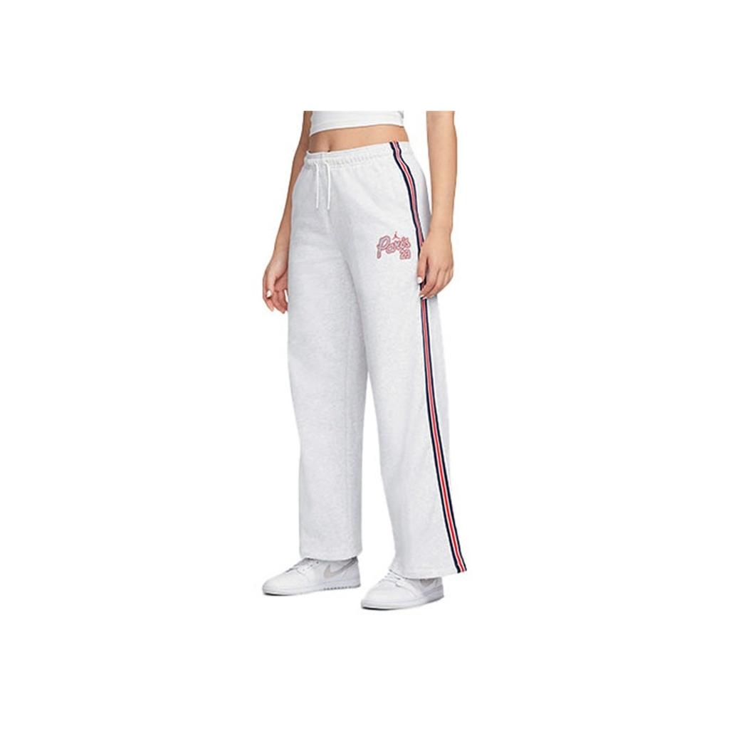 Jordan Paris Saint-Germain Co-Branded Striped Knit Fleece Lined Sweatpants For Winter Women Bottoms White DM4984-051