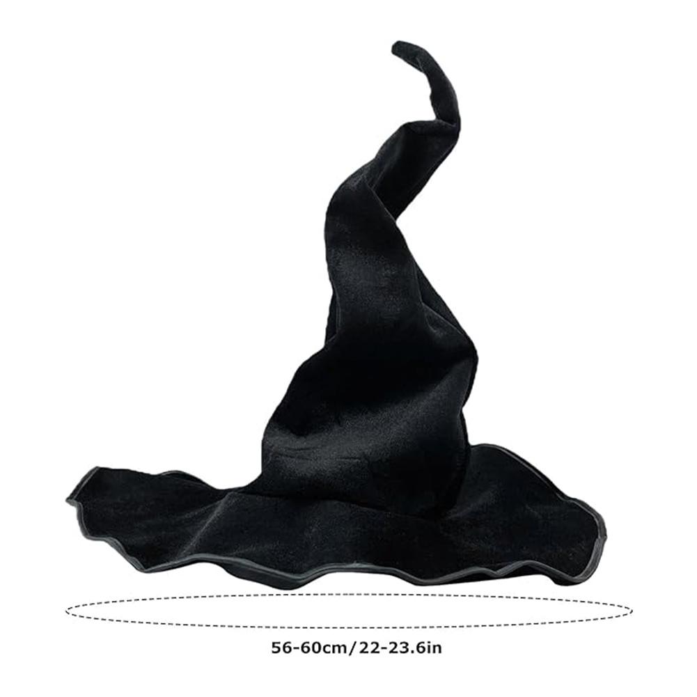 Cadılar Bayramı Cadı Şapkası Geniş Kenarlı Şapka Cadılar Bayramı Partisi Kostüm Aksesuarı için Ayarlanabilir Buruşuk Cadı Şapkası