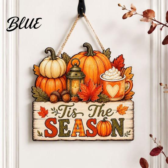 Front Door Welcome Sign Fall Wooden Hanging Sign Autumn Scarecrow & Pumpkin Maple Leaf Decor Hanger Harvest Thanksgiving Decor Farmhouse