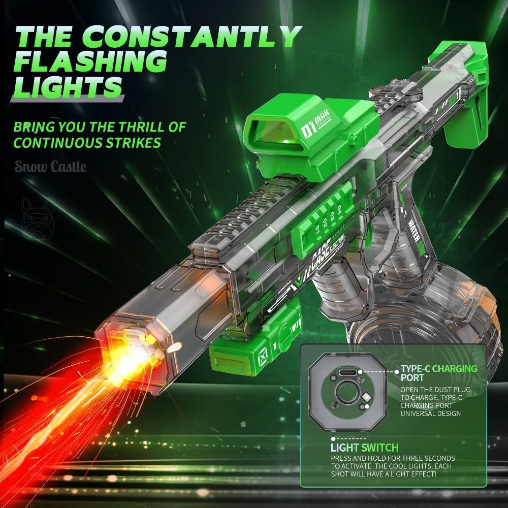 Simulated Firing with Recoil Electric Water Gun Toys Full Automatic Sensor Lights Water Pistol Summer Outdoor Games for Children