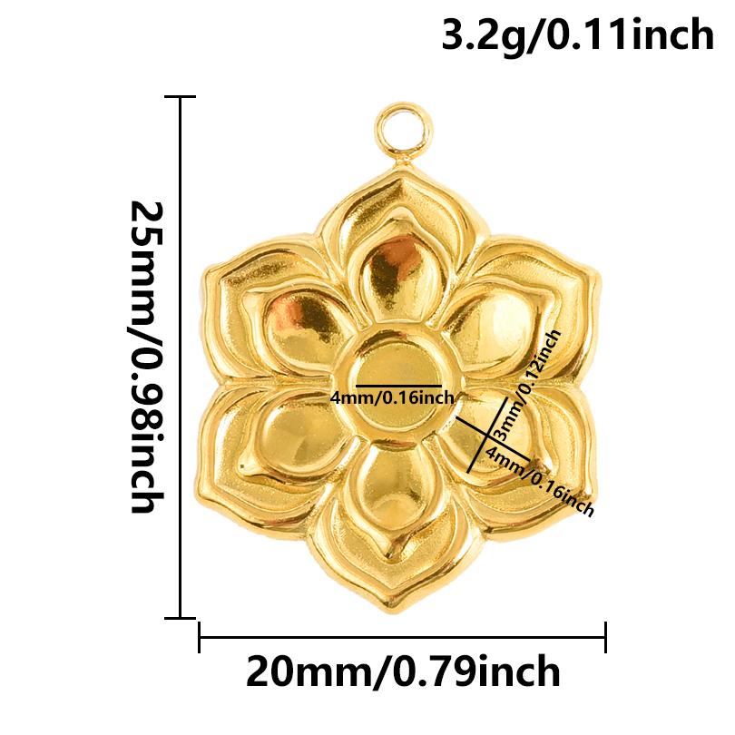 5pcs Geometric Cabochon Base Setting Tray Blank PVD Charm Heart Cross Flower DIY Stainless Steel Pendant For Jewelry Making Bulk