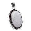 Howlite Natural Gemstone Antique Silver Plated Pendant 2" J 1641