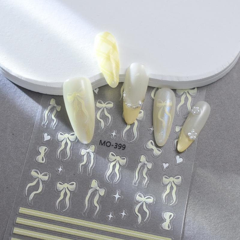 3D Ballet Bow & Ribbon Nail Stickers - DIY Nail Decals & Embossed Ornaments