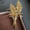 Anti-oxidation Brooch Ear of Wheat for Women, Vintage Yellow Faux Crystal Coat Embellishment Pin Pin, Dainty Jewelry Daily Wear Parties Dates