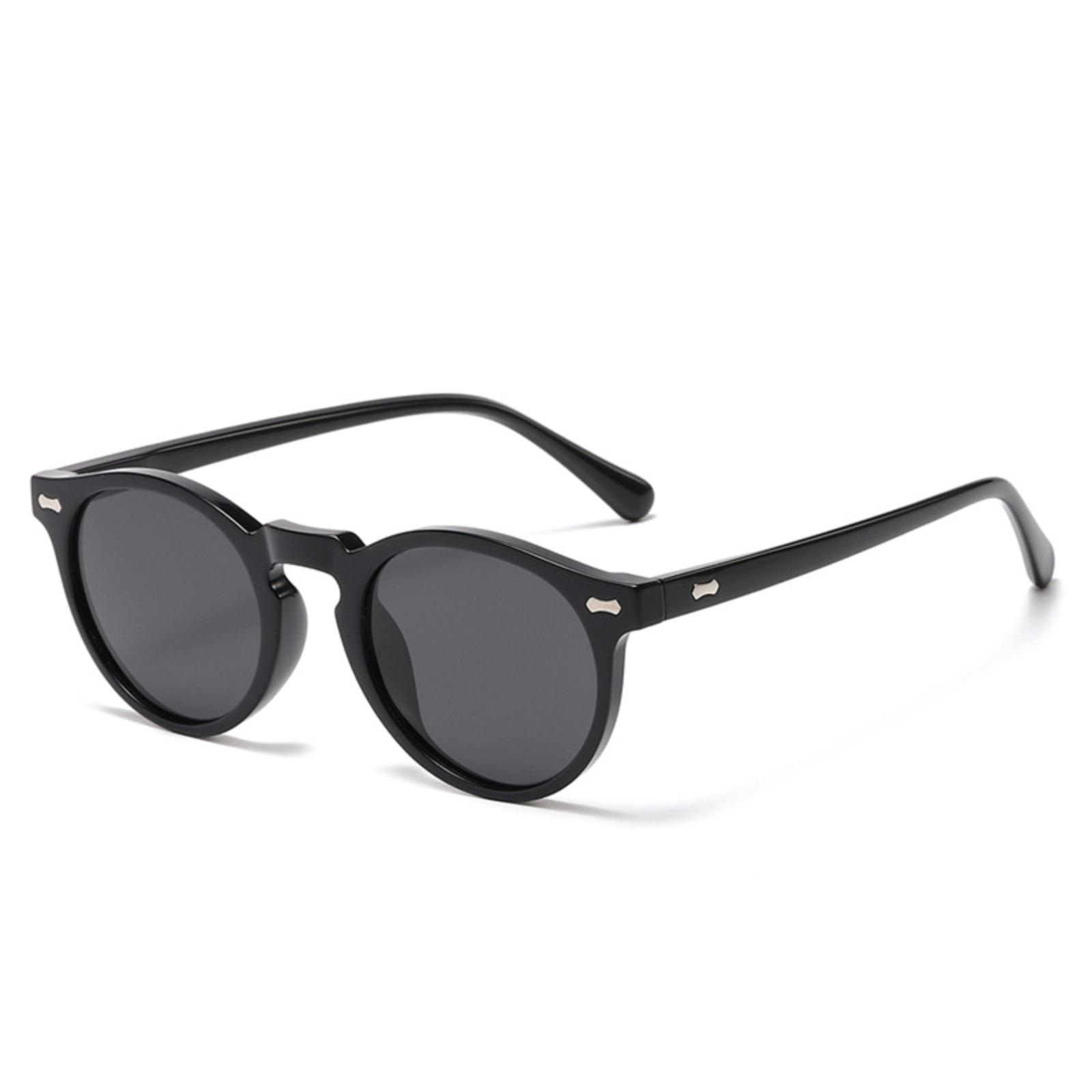 

Retro-inspired Round Sunglasses With Stud Detailing Japanese And Korean-inspired Fashion Sunglasses European And American- Polarised Sunglasses One Size чорний