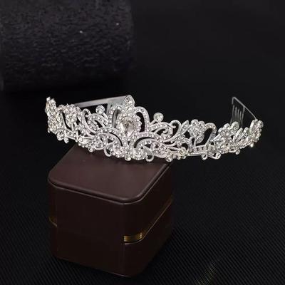 Bride's Water Diamond Crown European and American Hair Comb  Crown Hair Accessory Diamond Encrusted Princess Banquet Headband Accessory