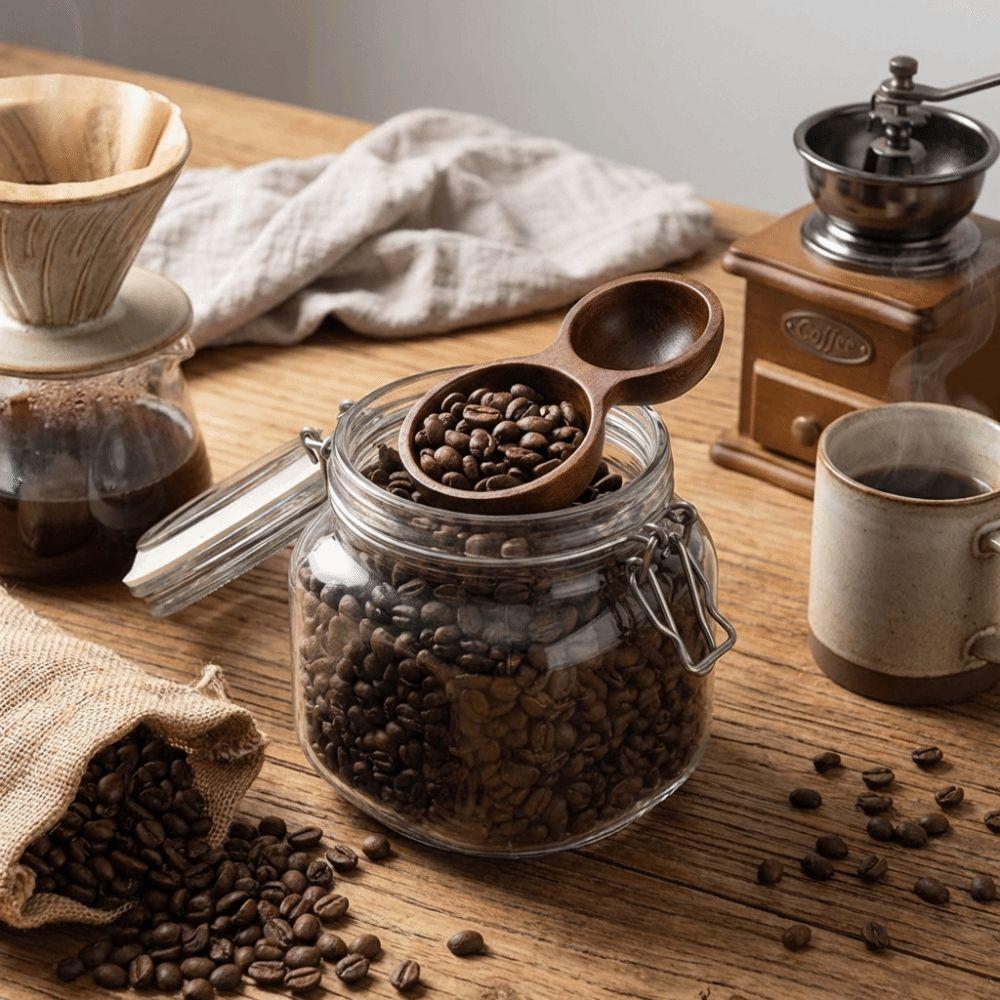 Dual-Headed Wooden Coffee Spoon Serving Cutlery Rust-proof Powder Spoon Short Handle Wear-resistant Measuring Spoon