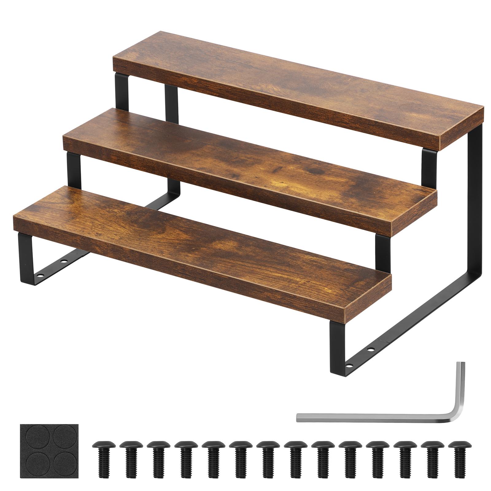 

3 Tier Wooden Display Riser Cupcake Stand Perfume Makeup Mini Figure Holder Countertop Spice Decor Dessert Table Display Shelf