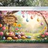 2D Easter Floral Garden Backdrop Cloth 2D Print Colorful Eggs Home Wall Hanging