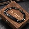 Personalized Cross ID Bracelets for Men Boys,Engraved Stainlesss Steel Chain Link Wristband,Stylish Jewelry Gifts