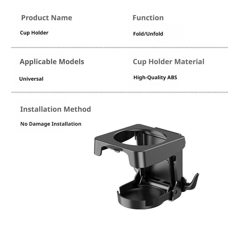 SEAMETAL Universal Foldable Car Door Cup Holder Drink Bottle Holder Vehicle Side Door Mounted Beverage Storage Rack with hooks