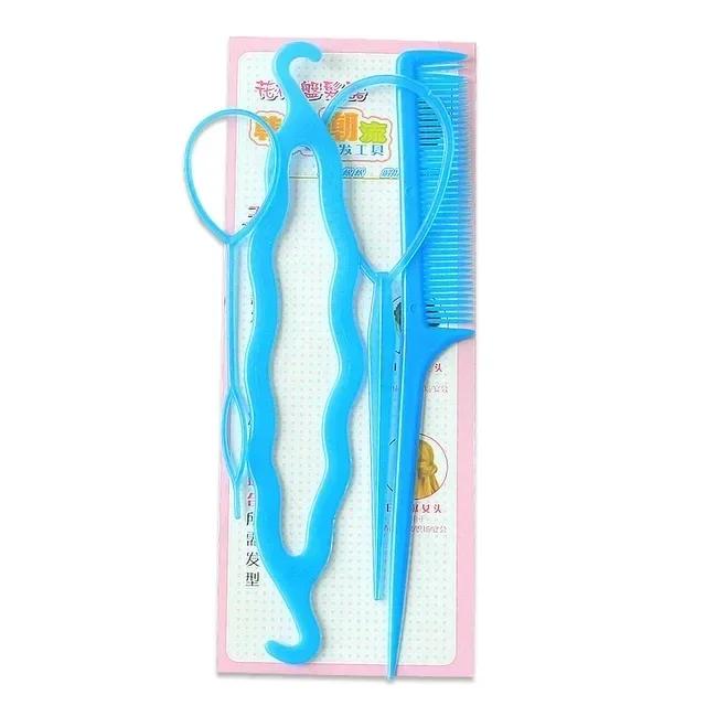 Přenosné 4 ks Nástroje pro úpravu vlasů Nástroj na zaplétání Smyčka Elastické gumičky do vlasů Hřeben s kovovou špičkou Kovová špička Zaplétací hřebeny Nástroje pro úpravu účesu
