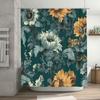 Vintage Sunflower Printed Waterproof Bathroom Shower Curtain For Home Decor Green Floral Design Fabric Waterproof Bath Mat With