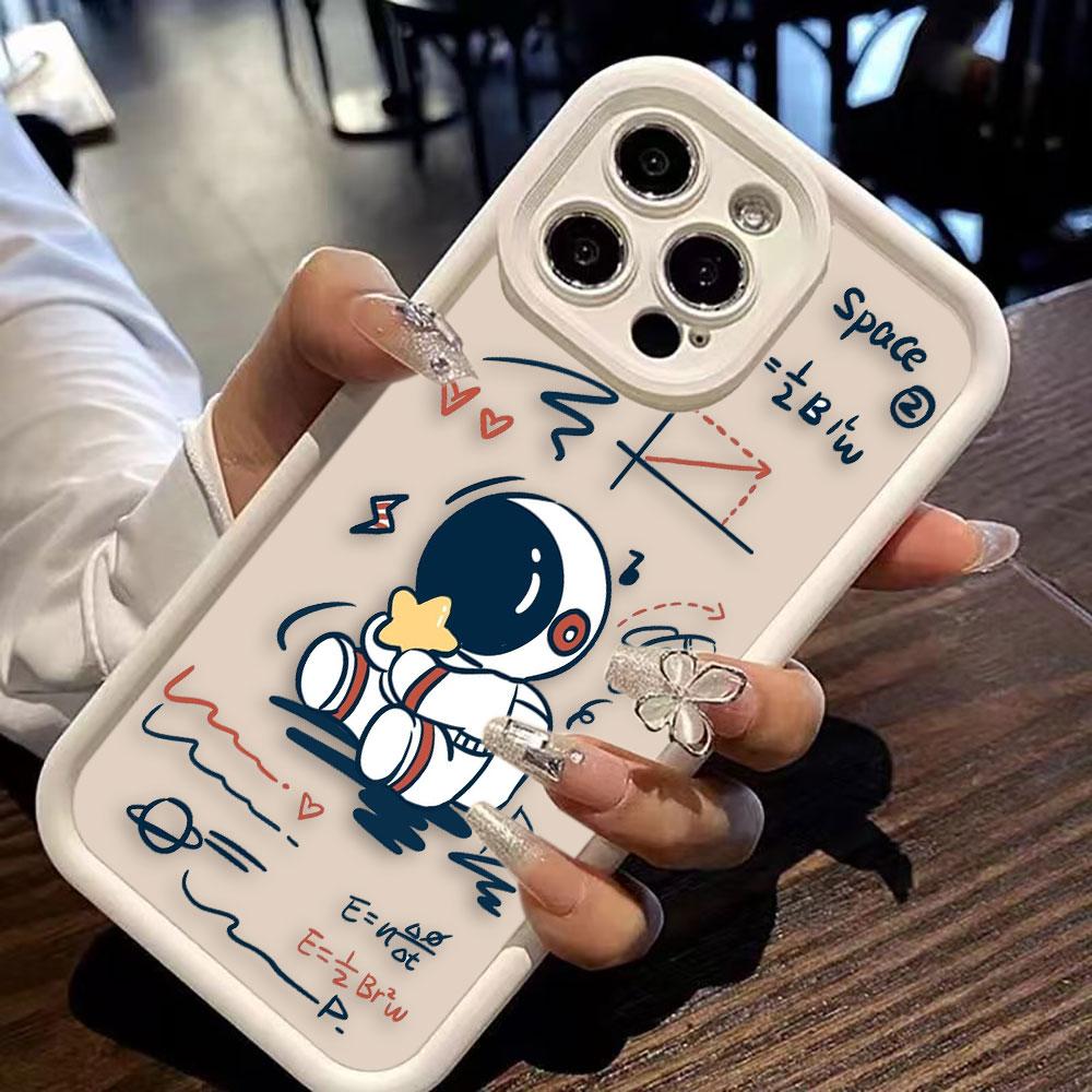 Cartoon Astronaut Space Phone Case For VIVO V60 V21 V23E V25 V27 V27E V29 V29E V30 V30E V40 V50 X80 X90 X100 X200 Shell Cover