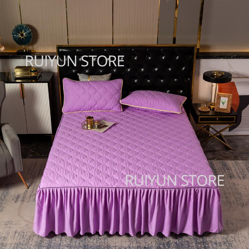 Einfarbig Verdicken Bett Rock Nicht-slip Matratze Abdeckung Protecor Couvre Lit Bettdecke Bettlaken Hause Schlafzimmer Bett Rock Bett Abdeckung