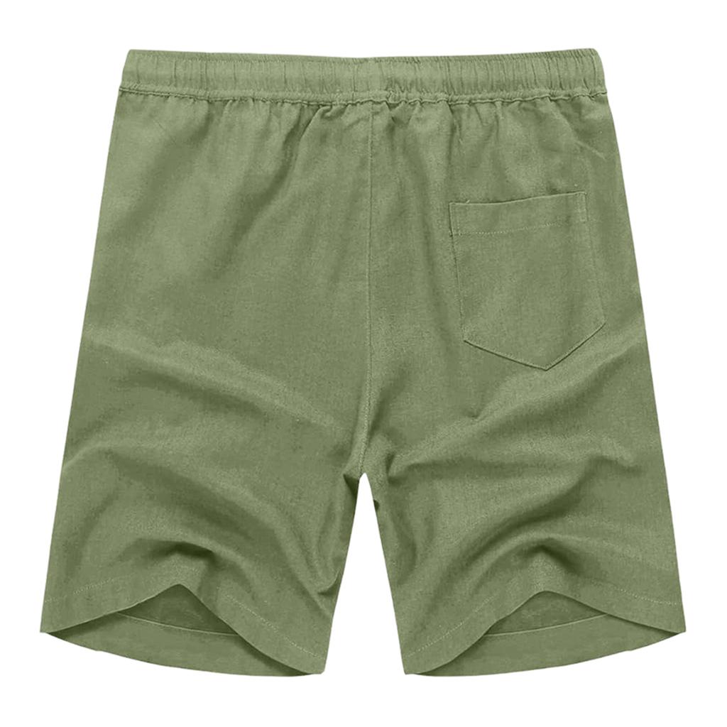 Men Drawstring Waist Casual Linen Shorts with Pockets Relaxed Fit Lightweight Breathable Summer Shorts for Daily Wear