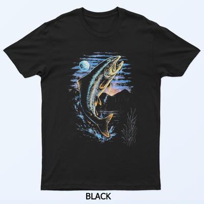 Fish Midnight Salmon Howling To Moon Parody Fishing Lover T-Shirt