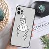 Korean Finger Heart Love Phone Case For iPhone 16 Pro 11 12 13 14 15 Pro Max Mini XS X XR 7 8 16 Plus Cover Coque