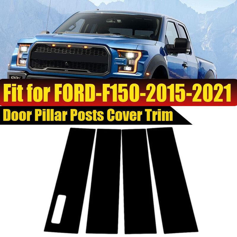 4x Gloss Black Door Pillar Posts Cover Trim For 2015-2021 Ford F-150 with Keypad