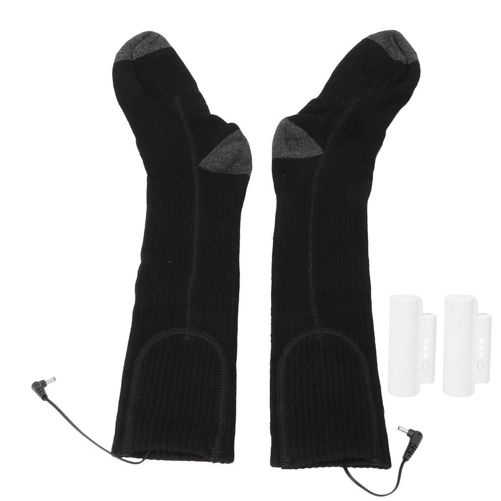 Electric Heated Socks Soft Thicken Cotton USB Rechargeable Battery Thermal Socks Grey Black