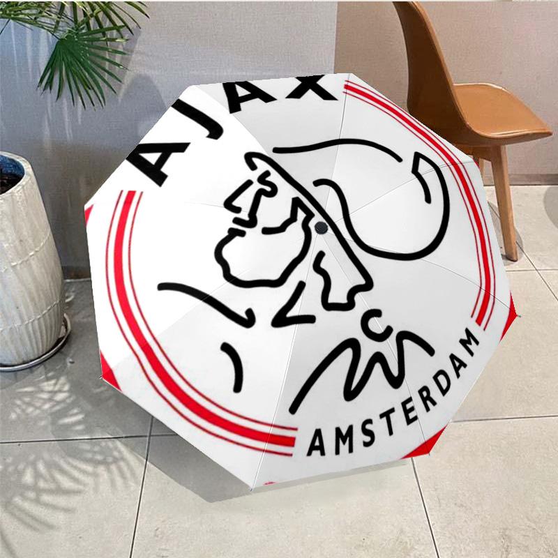 Ombrello con Design dello Stemma AFC Ajax - Apertura/Chiusura Automatica, Ombrello Leggero Compatto a 8 Stecche Essenziale per l'Esterno Accessorio per Picnic Ventilatore Regali