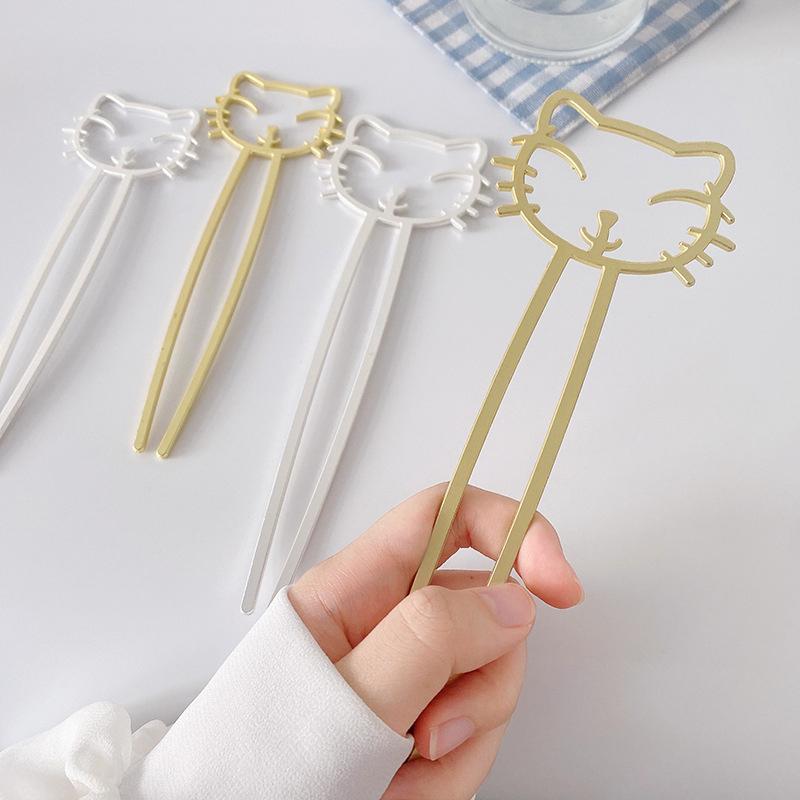Buy Cute Gold Silver Color Metal Smile Cat Hair Sticks For Women Jewelry at affordable prices