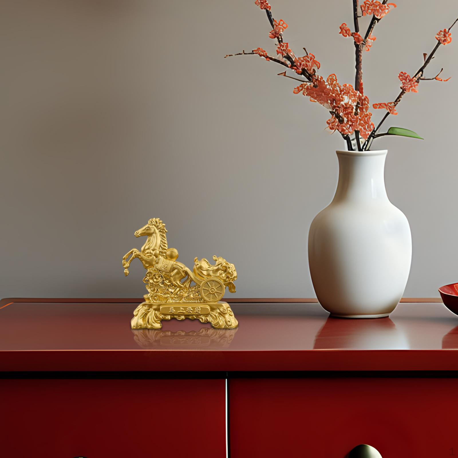 

Chinese Horse Statue Feng Shui Decor Art Craft Table Decoration Artwork Figurine Resin 8.5cmx2cmx8cm
