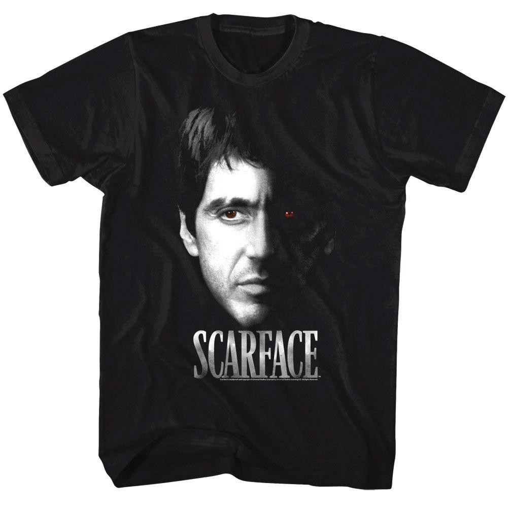 Scarface Tony Montana Evil Red Eye Men T Shirt Pacino Face Gangster Profile L