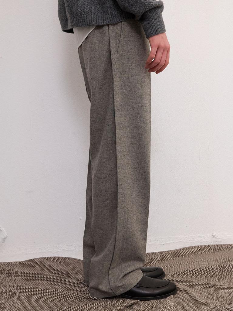 FRAGE Side-Fold Wool Slacks - Sand Grey