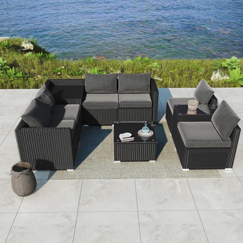 Patio Furniture Sets Modular Outdoor Lounge Set – 9Pcs Sofa, Armchairs And Coffee Table